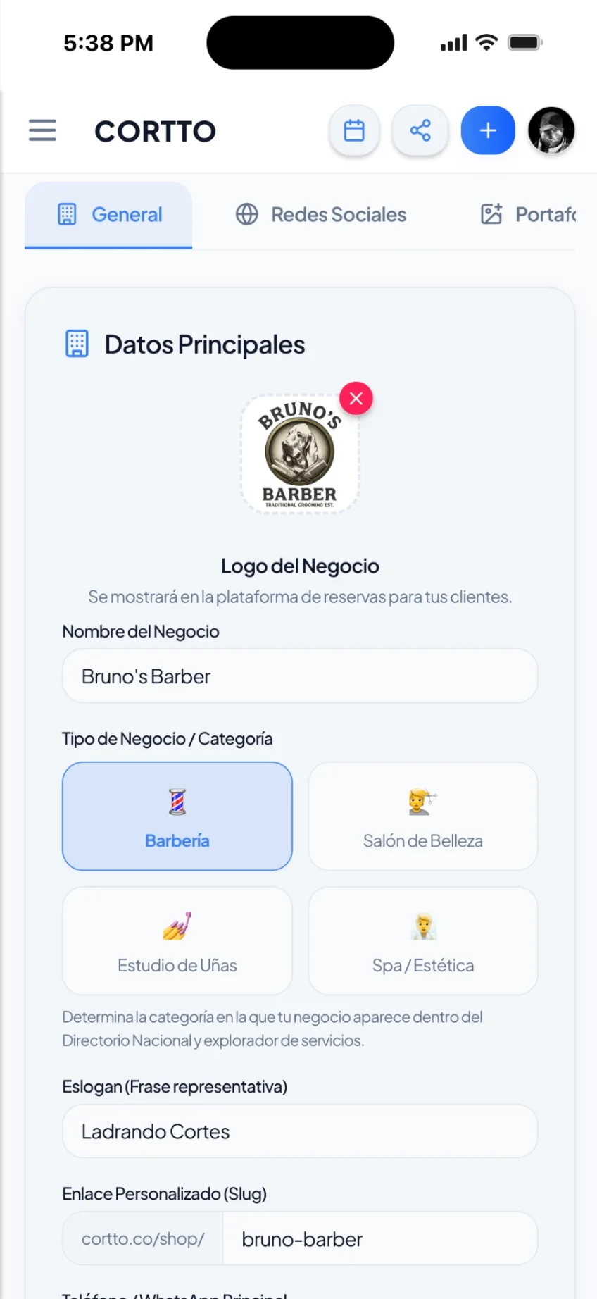 Ajustes de apariencia de Cortto en el teléfono para elegir modo claro u oscuro